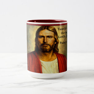 Smaak en zie dat de Heer goed is. Psalm 34:8 Tweekleurige Koffiemok