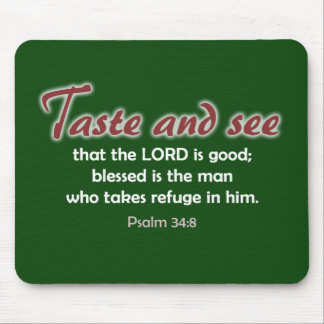 Smaak en zie (donkere achtergrond) muismat