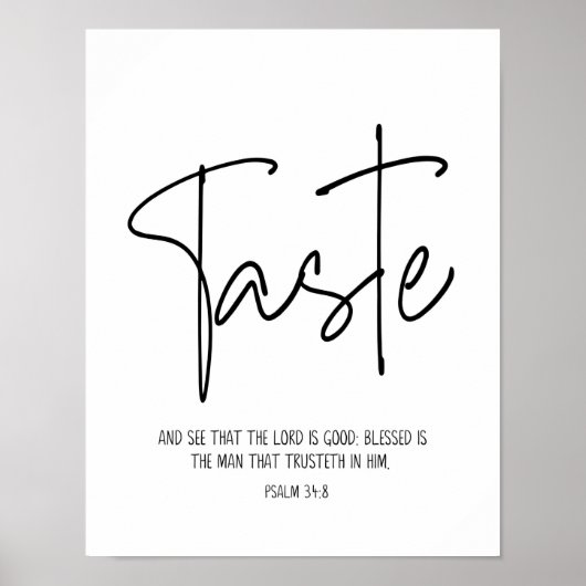 Smaak en zie, Psalm 34:8, Scriptuur, Modern Poster (Voorkant)
