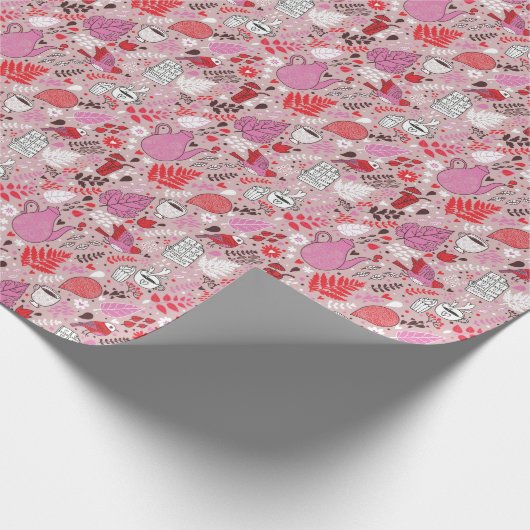 Smaak patroon met vogels en bloemen cadeaupapier (Hoek)