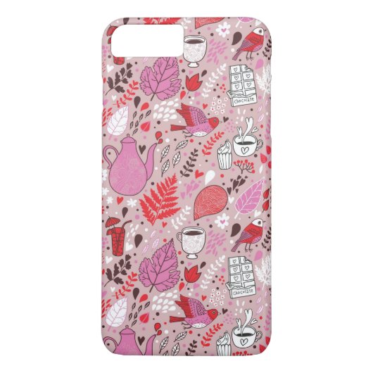Smaak patroon met vogels en bloemen Case-Mate iPhone case (Achterkant)