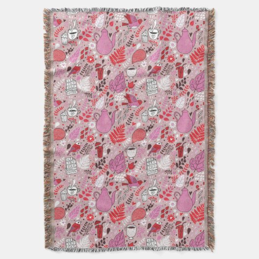 Smaak patroon met vogels en bloemen deken (Voorkant Verticaal)