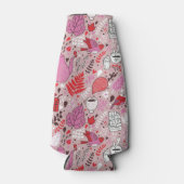 Smaak patroon met vogels en bloemen flesjeskoeler (Voorkant)