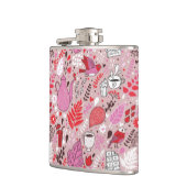 Smaak patroon met vogels en bloemen heupfles (Links)