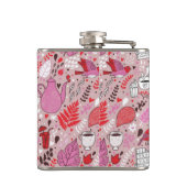 Smaak patroon met vogels en bloemen heupfles (Achterkant)