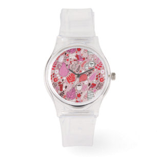Smaak patroon met vogels en bloemen horloge