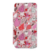 Smaak patroon met vogels en bloemen incipio iPhone portemonnee hoesje (Voorkant Agenda)