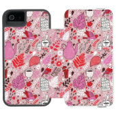 Smaak patroon met vogels en bloemen incipio iPhone portemonnee hoesje (Agenda Open)