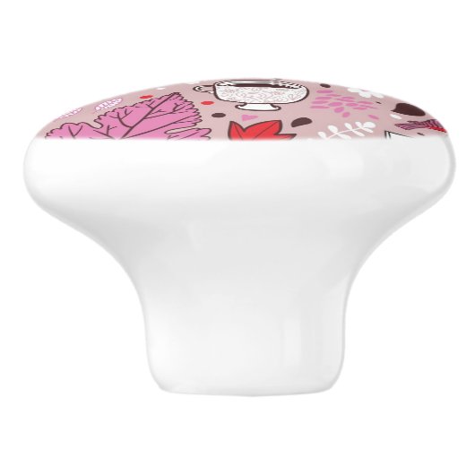 Smaak patroon met vogels en bloemen keramische knop (Zijkant)