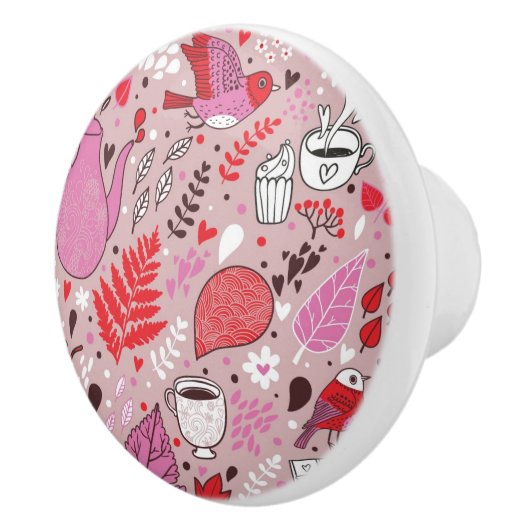 Smaak patroon met vogels en bloemen keramische knop (Rechts)