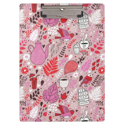 Smaak patroon met vogels en bloemen klembord (Voorkant)