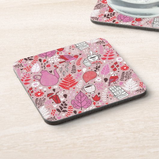 Smaak patroon met vogels en bloemen onderzetter (Linkerzijde)