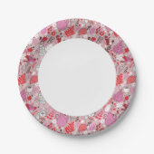 Smaak patroon met vogels en bloemen papieren bordje (Voorkant)