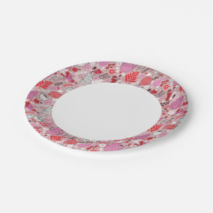 Smaak patroon met vogels en bloemen papieren bordje