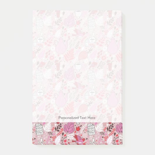 Smaak patroon met vogels en bloemen post-it® notes (Voorkant)