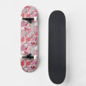 Smaak patroon met vogels en bloemen skateboard (Voorkant)