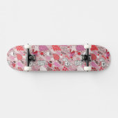 Smaak patroon met vogels en bloemen skateboard (Horizontaal)