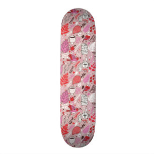 Smaak patroon met vogels en bloemen skateboard