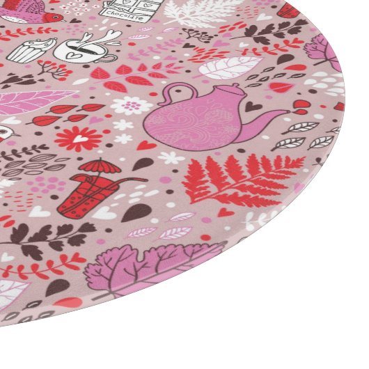 Smaak patroon met vogels en bloemen snijplank (Hoek)