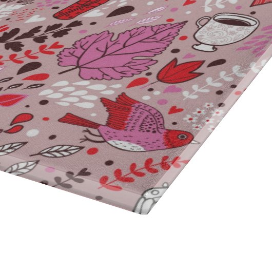 Smaak patroon met vogels en bloemen snijplank (Hoek)