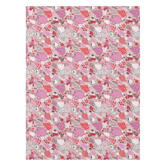 Smaak patroon met vogels en bloemen tafelkleed (Voorkant)