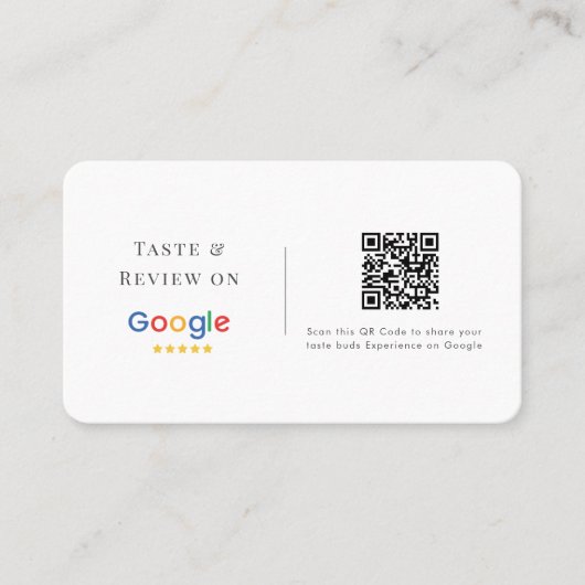 Smaak & Review | Google Restaurant Logo QR-code Visitekaartje (Voorkant)