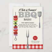 Smaak van Zomer BBQ Bash Rood Gingham Streep Kaart (Voorkant)