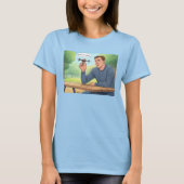 Smaakt als kip vrouwen blauw T-shirt (Voorkant)
