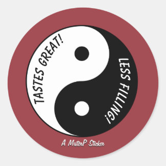 Smaakt geweldig / minder vulling - een MisterP-Sti Ronde Sticker