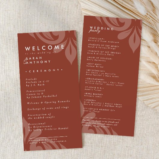 Smaakvol Elegant Damask LushSienna Trouwprogramma