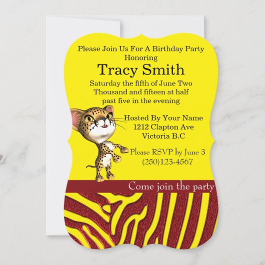 Smaakvol feestje Cheetha Verjaardag uitnodiging 7 (Voorkant)