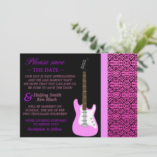 Smaakvol roze Bewaar de datum Save The Date (Staand voorkant)