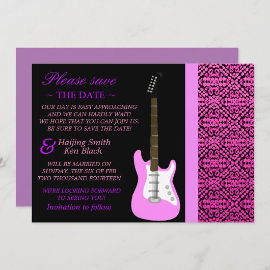 Smaakvol roze Bewaar de datum Save The Date (Voorkant / Achterkant)