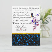 Smaakvolle blauwe madeliefjes en buffervlieg kaart (Staand voorkant)