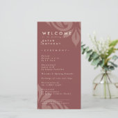 Smaakvolle Elegante Damast KoperRoest Trouwprogram (Staand voorkant)