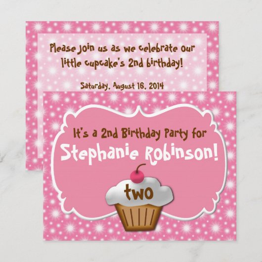 Smaakvolle Frosted Cupcake 2e verjaardag Kaart (Voorkant / Achterkant)