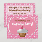 Smaakvolle Frosted Cupcake Aangepaste Uitnodiginge Kaart (Voorkant / Achterkant)