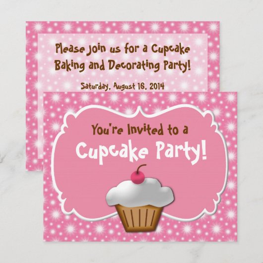 Smaakvolle Frosted Cupcake Aangepaste Uitnodiginge Kaart (Voorkant / Achterkant)