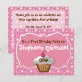 Smaakvolle Frosted Cupcake Eerste Verjaardag Kaart (Voorkant / Achterkant)