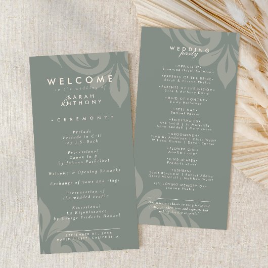 Smaakvolle Minimale Damast Olijfgroene Huwelijkspr