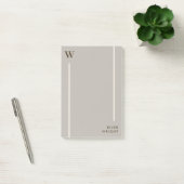 Smaakvolle Mist Grijs & Bruin Monogram & Naam Post-it® Notes (Kantoor)