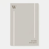 Smaakvolle Mist Grijs & Bruin Monogram & Naam Post-it® Notes (Voorkant)