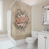 SMACK!  stripboek Steampunk Pop Douchegordijn (In situ)