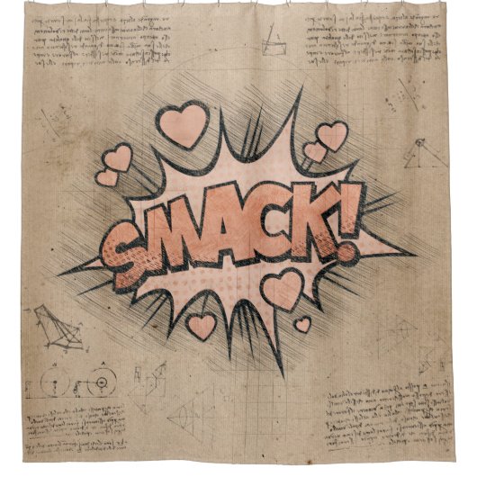 SMACK!  stripboek Steampunk Pop Douchegordijn (Voorkant)