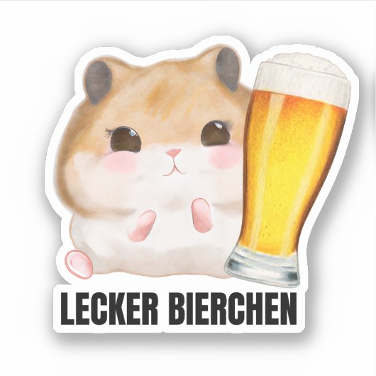 Smakelijk bier X Sad Hamster Meme Bier Tarwe Bier Sticker (Voorkant)