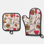 Smakelijk eten ovenwant & pannenlap set (Voorkant)