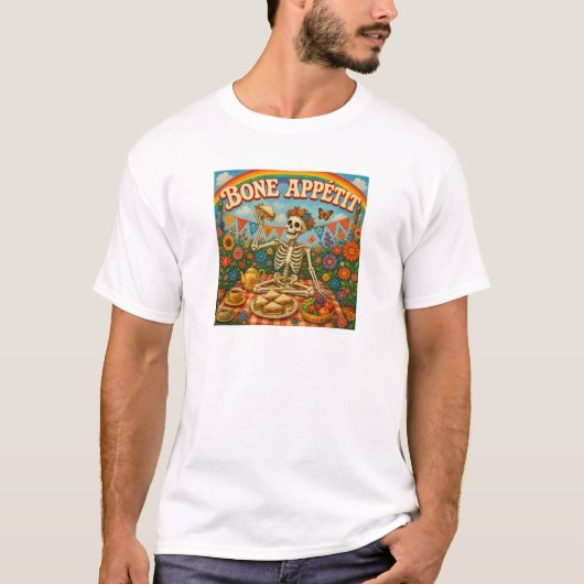 Smakelijk eten Skelet Picknick T-shirt (Voorkant)