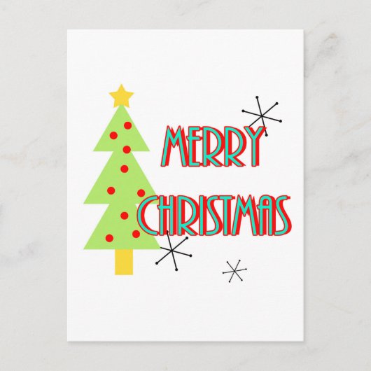 smakelijk kerstfeest midden eeuw rode rode rode ro feestdagenkaart (Voorkant)