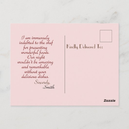 Smakelijk voedsel briefkaart (Achterkant)