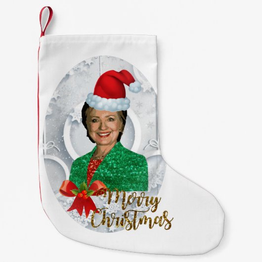 smakelijk xmas Hillary clinton stocking Kleine Kerstsok (Voorkant)